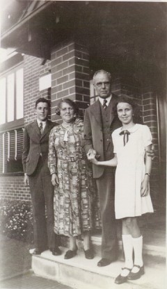 Don, mother, father, Dorothy at Uncle Wills house, Mosman,  Christmas Day 1936